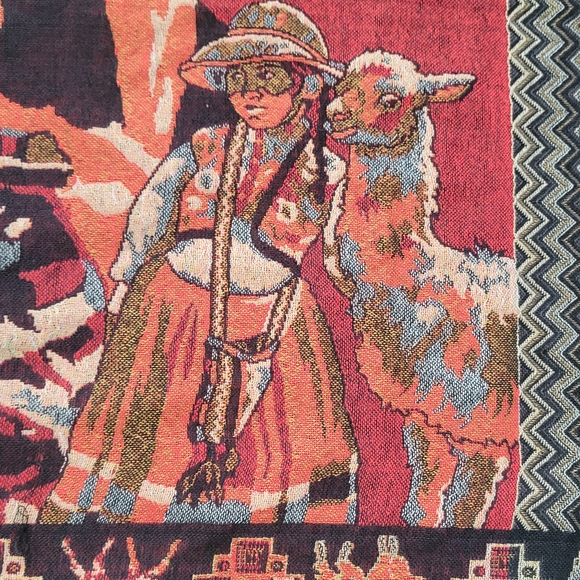 Handmade Peruvian Alpaca Wool Shawl Wrap Tapestry - Picture 4 of 9